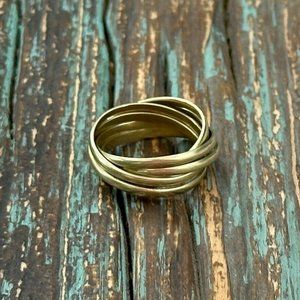 Vintage 14K Yellow Gold Rolling Ring Made of Six (6) Intertwined Bands Size 5.5